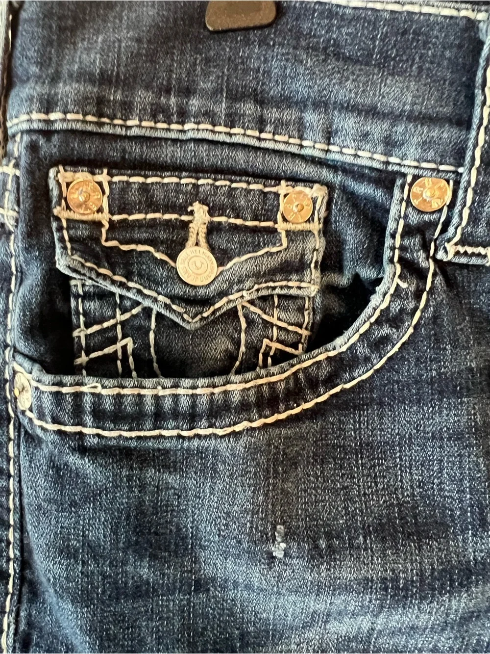 True Religion World Tour Men's Straight Big T Jeans Darken Brick Y2K 38x28 2607